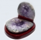 Preview: Agate nut, all sides polished, on wooden base, with fine crystal formation, 1250 grams