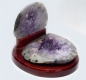 Preview: Agate nut, all sides polished, on wooden base, with fine crystal formation, 1250 grams