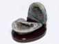 Preview: Agate nut, all sides polished, on wooden base, with fine crystal formation, 1780 grams