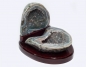 Preview: Agate nut, all sides polished, on wooden base, with fine crystal formation, 1780 grams