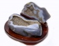 Preview: Agate nut all sides polished, on wooden base, with fine crystal formation 2400 grams