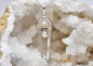 Preview: Rock crystal pendant, six-sided, silver-plated - with moonstone cabochon