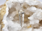 Preview: Rock crystal pendant, six-sided, silver-plated - with moonstone cabochon