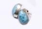 Preview: Larimar Ohrstecker tropfenform, in 925 Silber gefasst