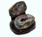 Preview: Agate nut, all sides polished, on wooden base, with fine crystal formation, 2900 grams