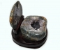 Preview: Agate nut, all sides polished, on wooden base, with fine crystal formation, 2900 grams