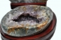 Preview: Agate nut, all sides polished, on wooden base, with fine crystal formation, 2900 grams