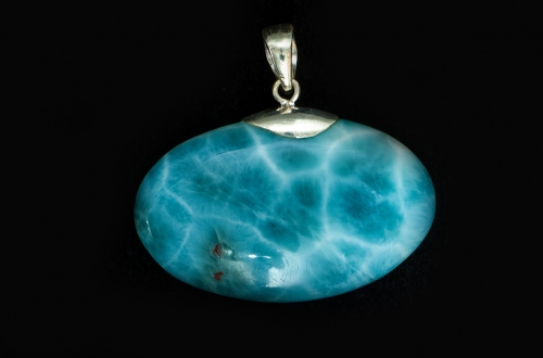 Larimar pendant No. 33, with 925 silver eyelet, 127.85 carat