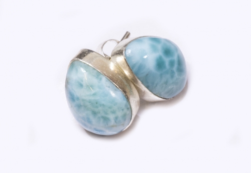 Larimar Ohrstecker tropfenform, in 925 Silber gefasst