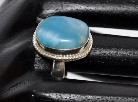 Larimar Ring No. 1, set in 925 Silver, 37,6 carat