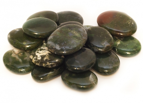 Moss agate disc stone