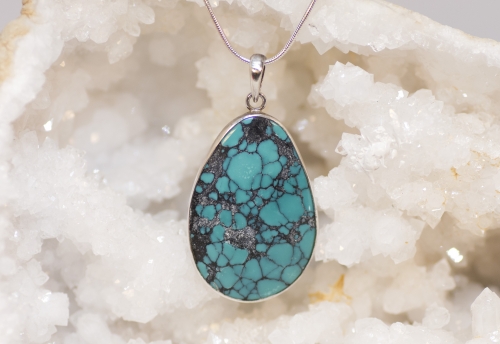 Turquoise Pendant No. 1 set in silver