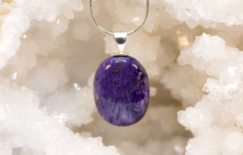 Charoite pendant with silver eyelet No. 2