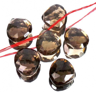 Smoky quartz cut, faceted, 42.5 carat, 1 lot, 6 pieces.