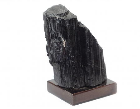 Schwarzer Turmalin/Schörl Kristall auf Holzsockel Nr. 10