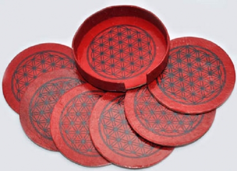 Flower of life, red coasters