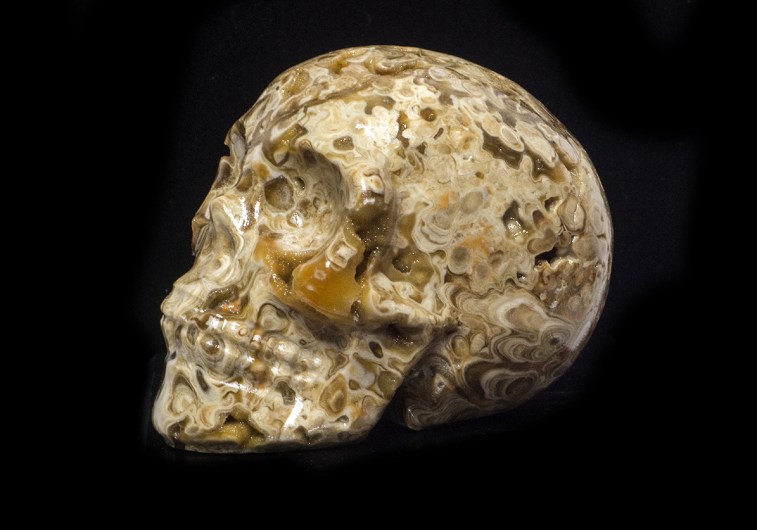 Kristallschädel, Skull, Amber-Calcit 530 Gramm, Rarität!