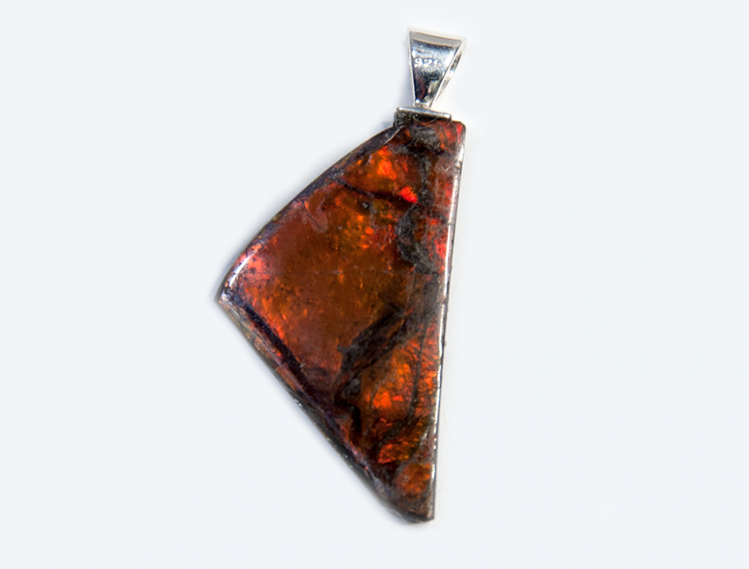 Ammolite pendant 30 carat, fire red!