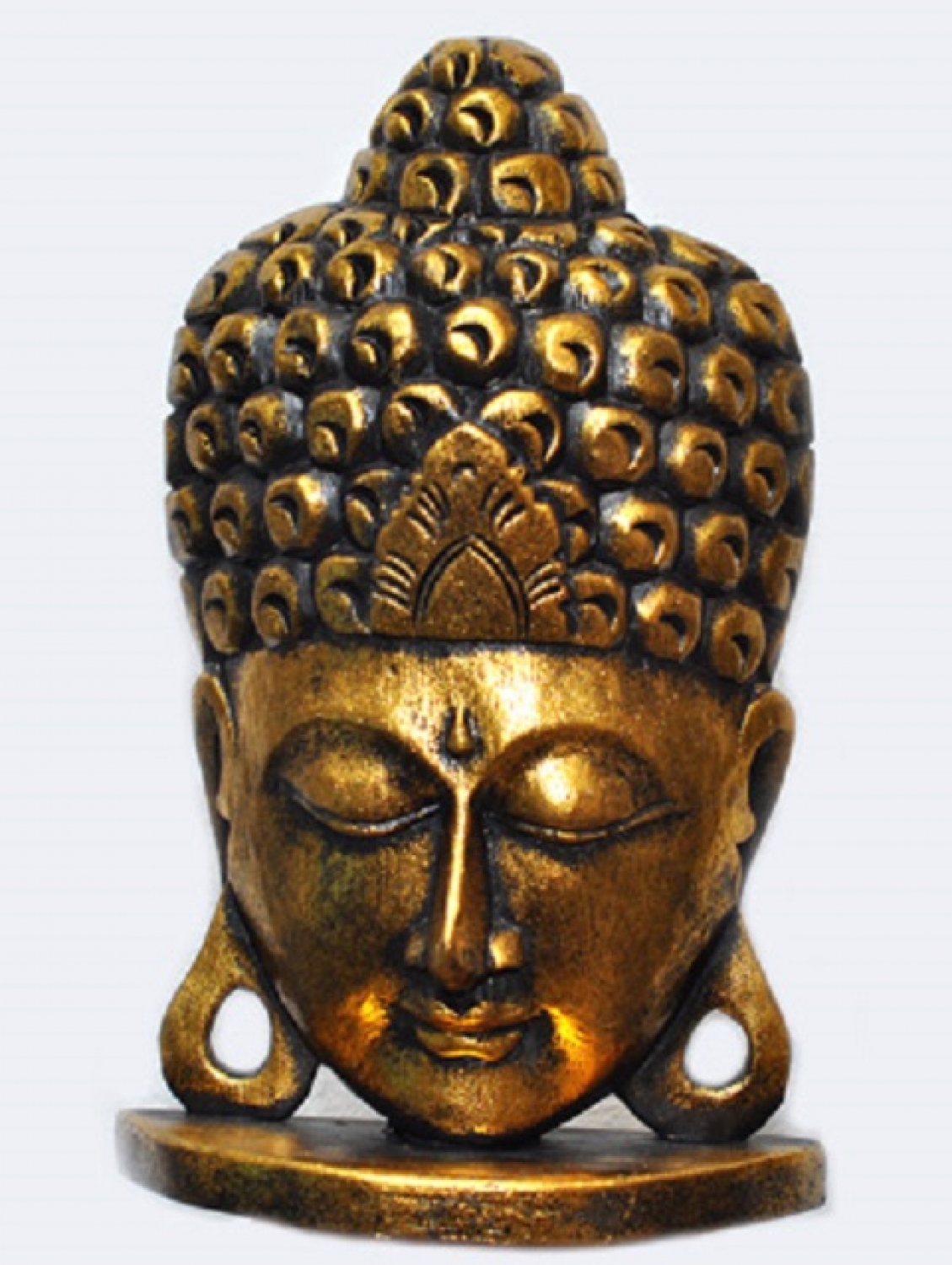 Buddha mask albesia wood, gold colored