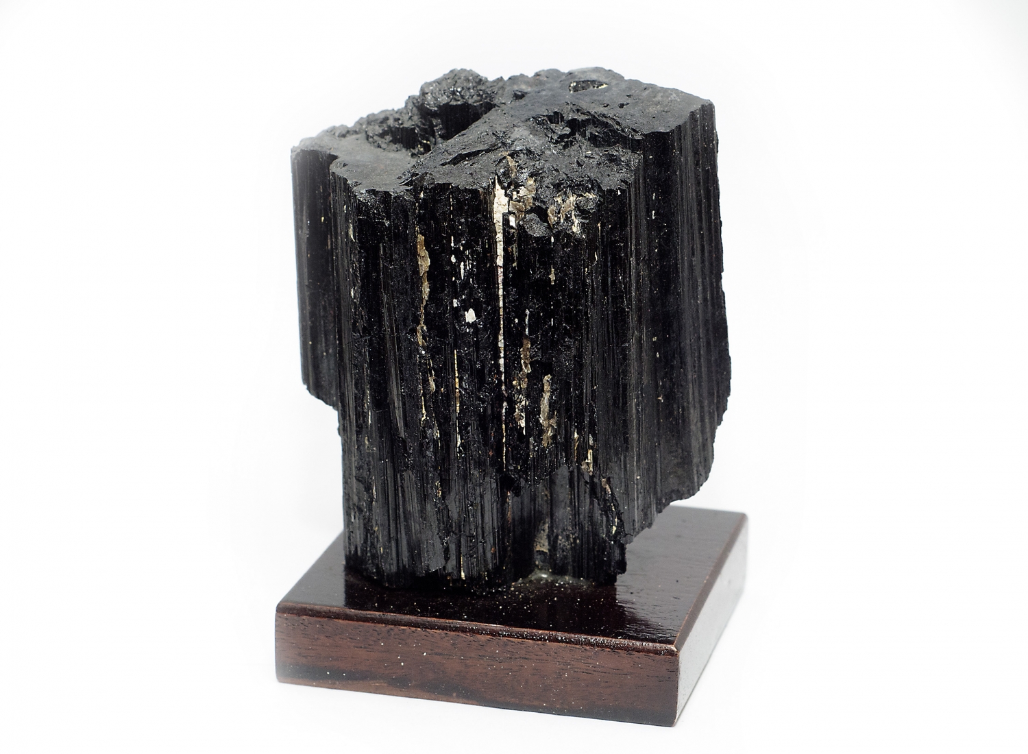 Black tourmaline/Schörl crystal on wooden base No. 4