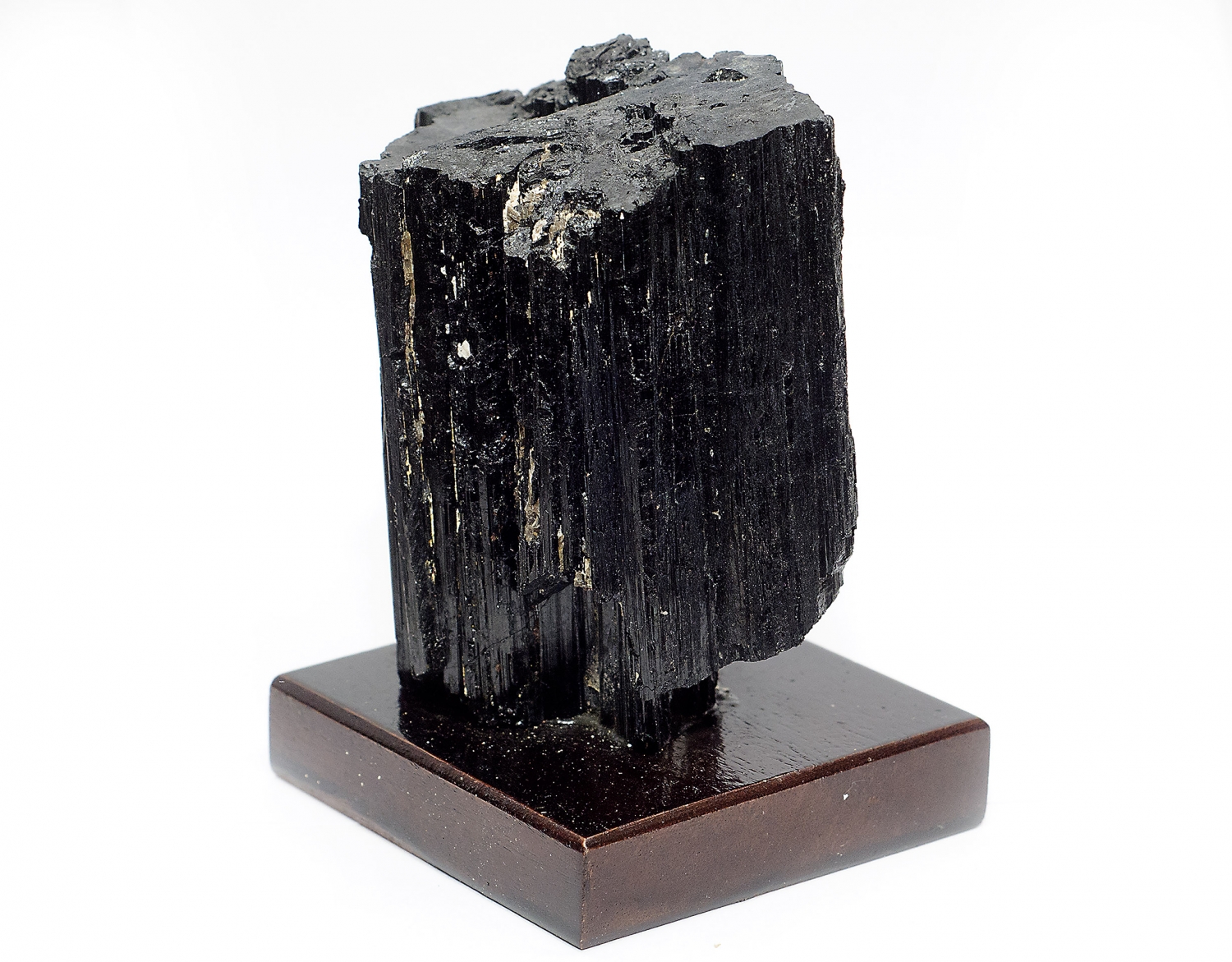 Black tourmaline/Schörl crystal on wooden base No. 4