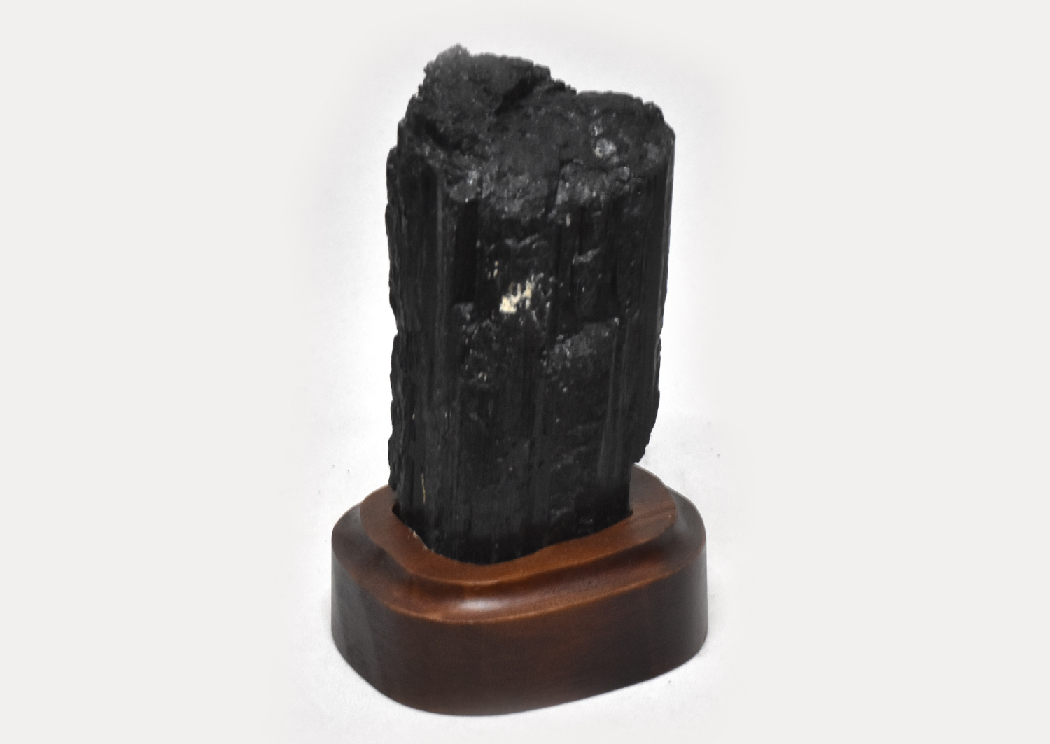 Black tourmaline/Schörl crystal on wooden base No. 1